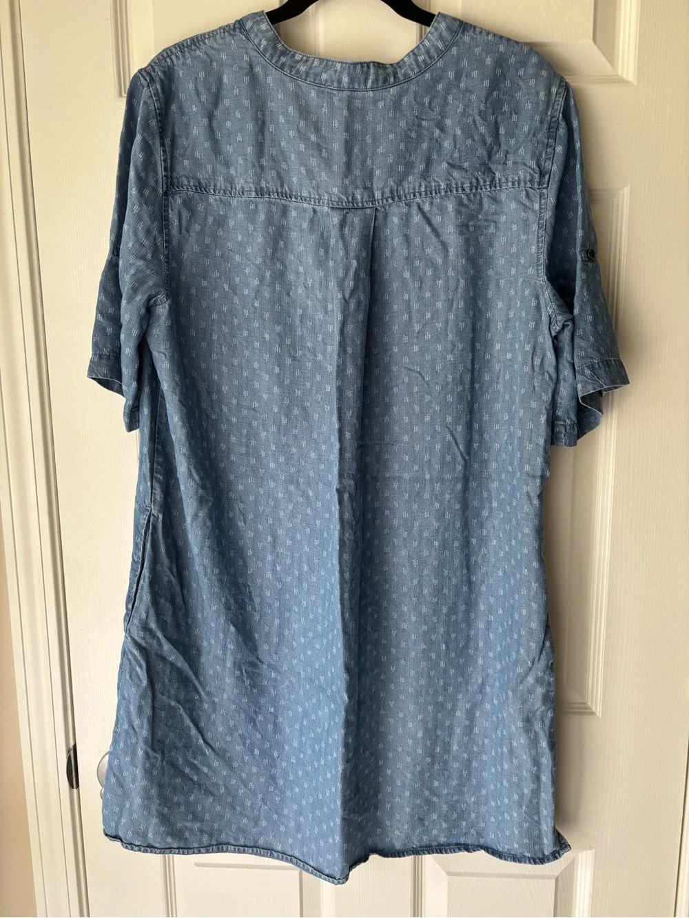Philosophy Light Blue Chambray Lace-Up Mini Dress with *pockets*